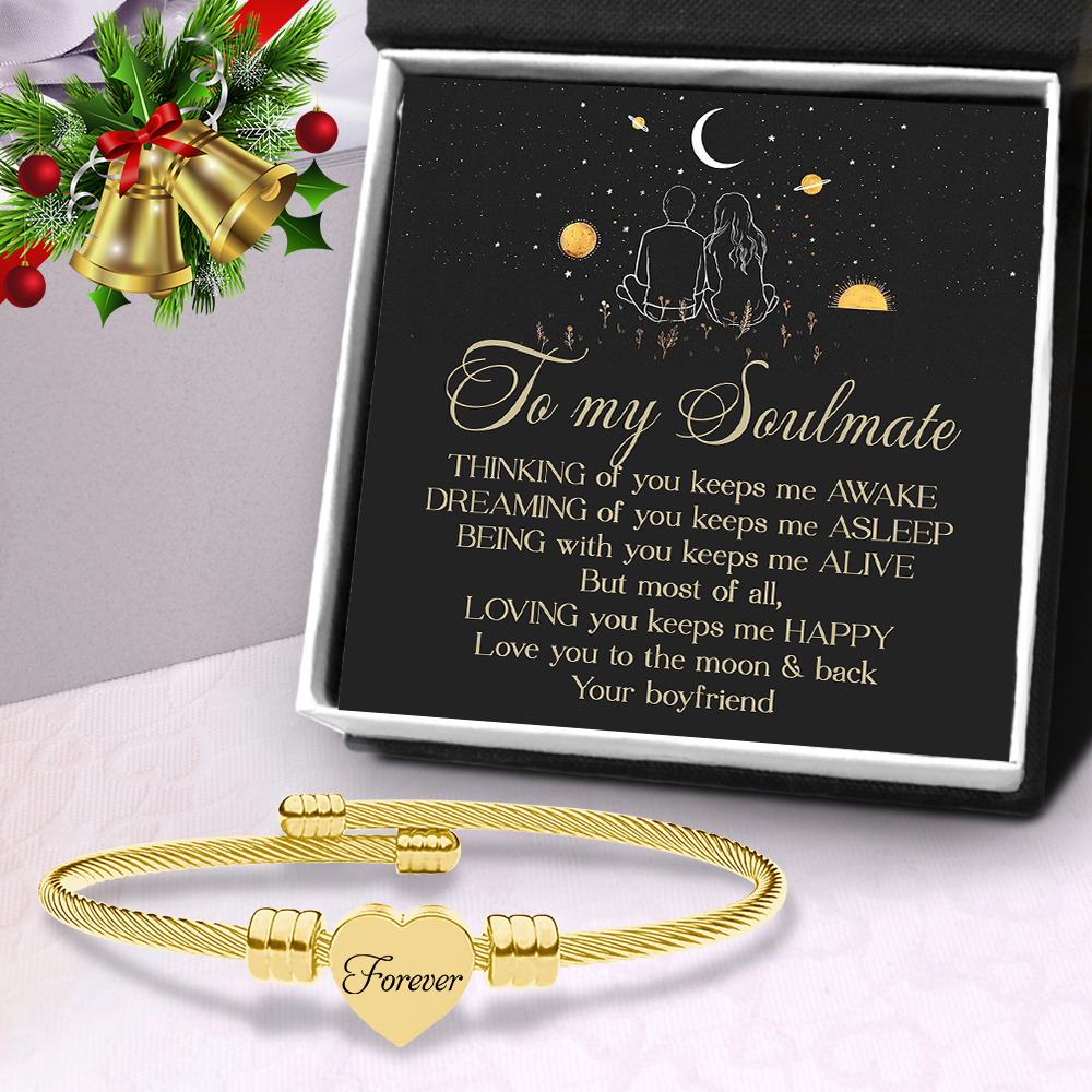 Heart Charm Bangle - Family - To My Soulmate - Loving You Keeps Me Happy - Ukgbbe13002