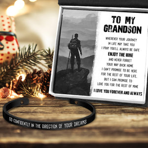 Cuff Bracelet - Hiking - To My Grandson - I Can Promise To Love You For The Rest Of Mine - Ukgbzf22001