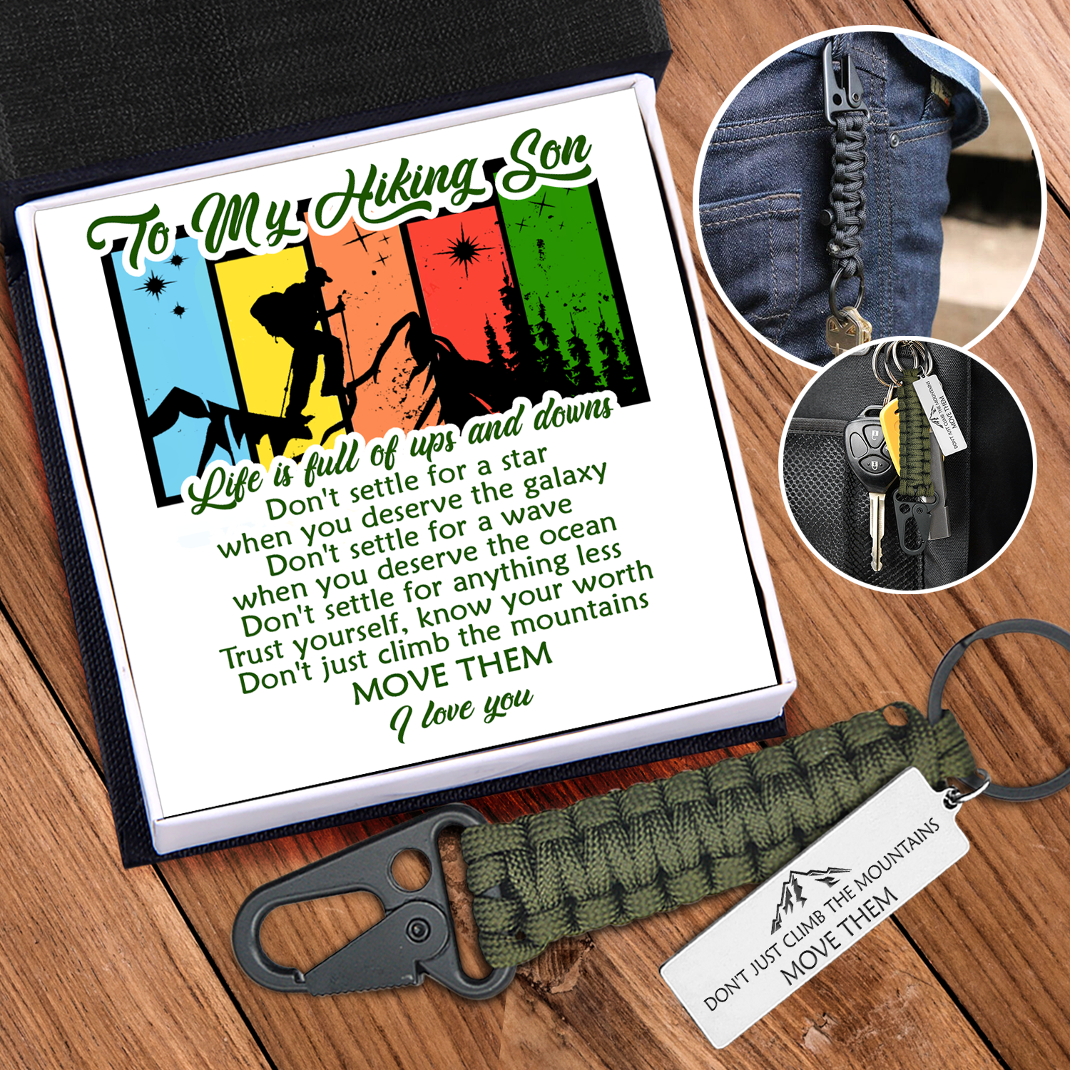 Paracord Keychain - Hiking - To My Son - Trust Yourself, Know Your Worth - Ukgkqe16001
