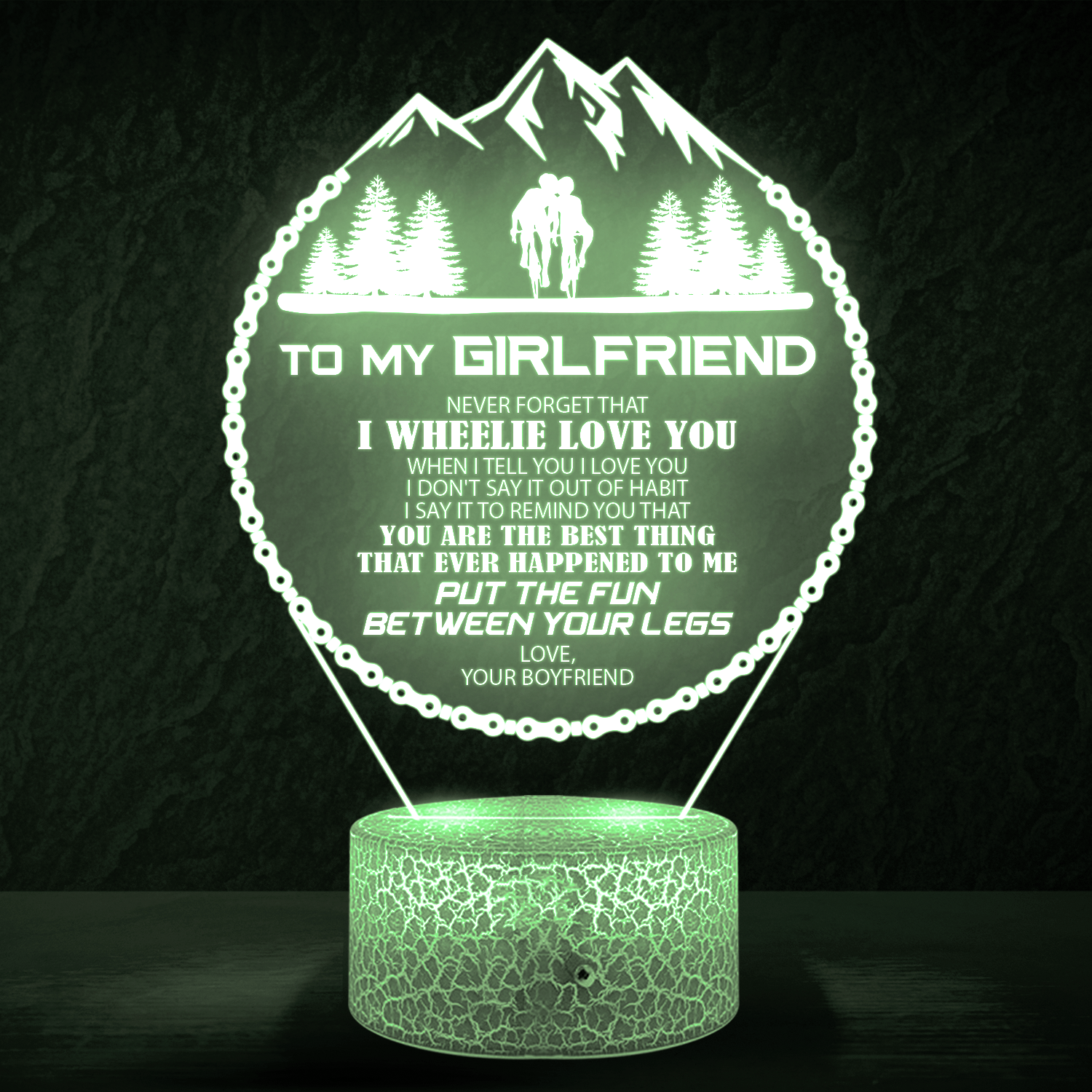 3D Led Light - Cycling - To My Girlfriend - Never Forget That I Wheelie Love You - Ukglca13018