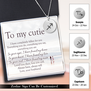 Personalised Zodiac Sign Necklace - Family - To My Cutie - I Have Found My Mate - Ukgnev13017