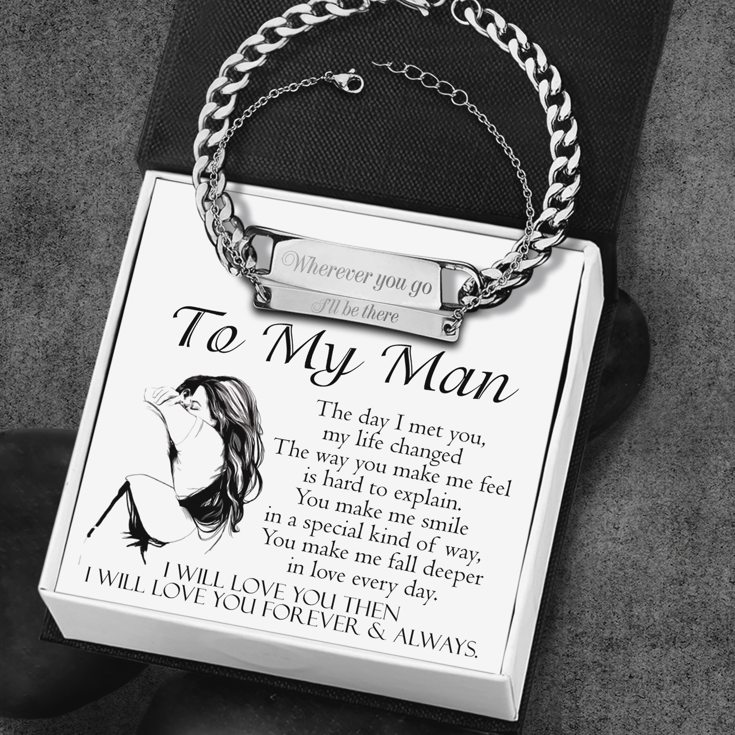 Engraving Couple Bracelet - Family - To My Man - You Make Me Fall Deeper In Love Every Day - Ukgbzb26005