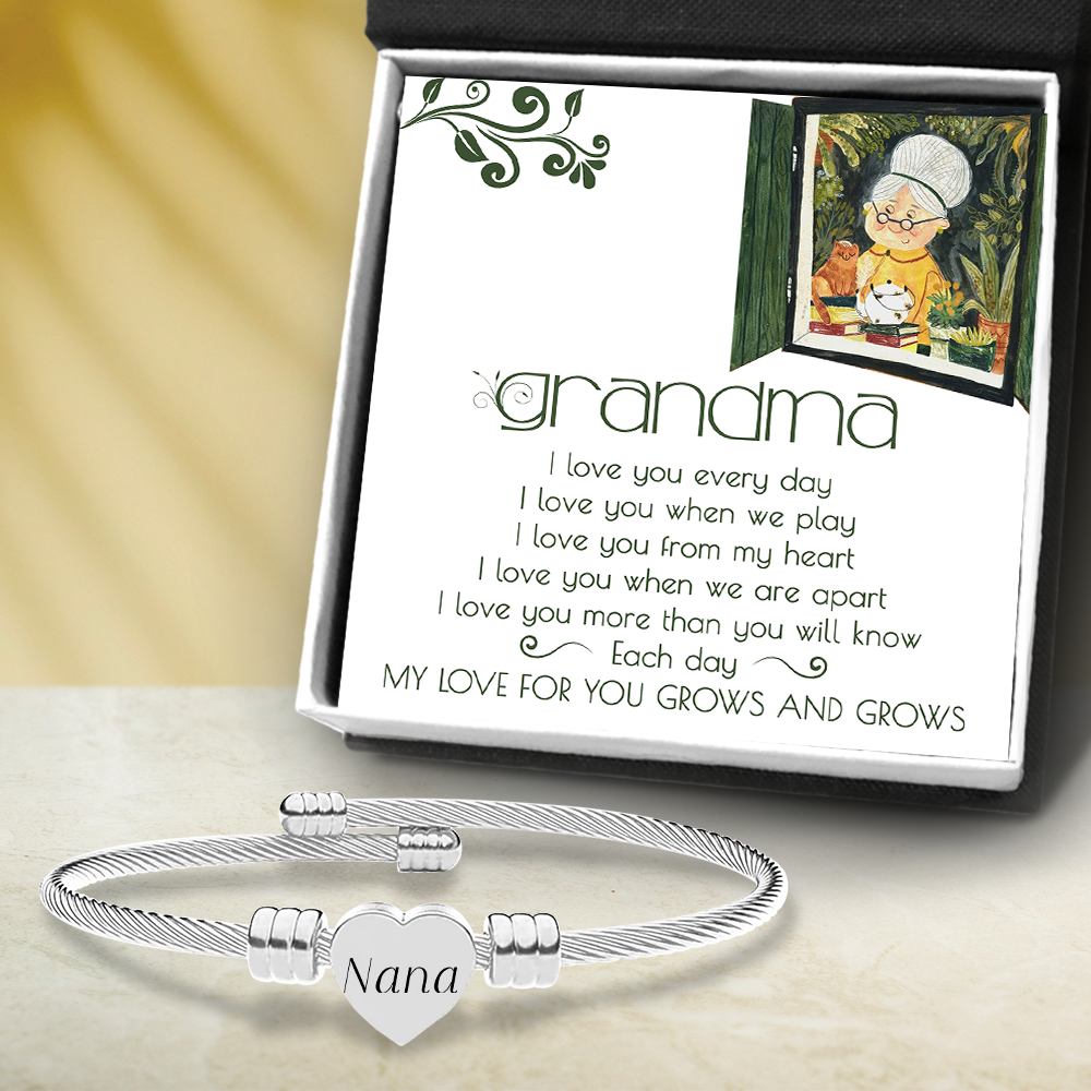 Heart Charm Bangle - Garden - To Grandma - Each Day My Love For You Grows And Grows - Ukgbbe21001