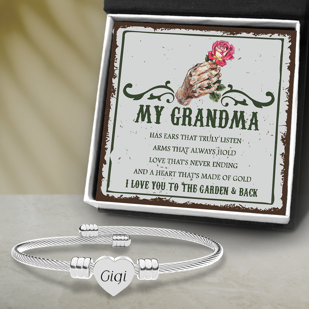 Heart Charm Bangle - Garden - To Grandma - I Love You To The Garden And Back - Ukgbbe21002