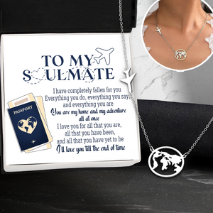 Airplane Globe Necklace - Travel - To My Soulmate - I'll Love You Till The End Of Time - Ukgnnv13002