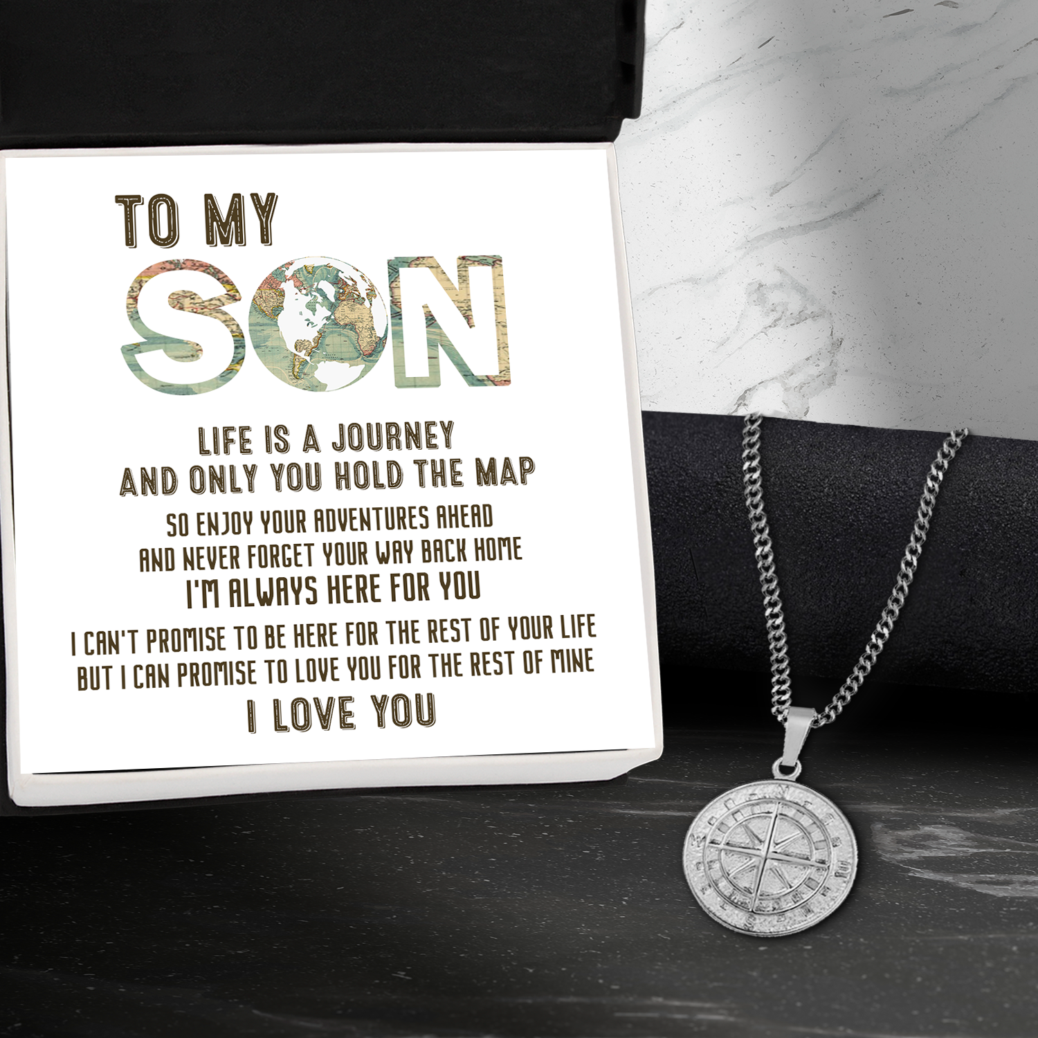 Men Compass Necklace - Travel - To My Son - I Am Always Here For You - Ukgnnw16001