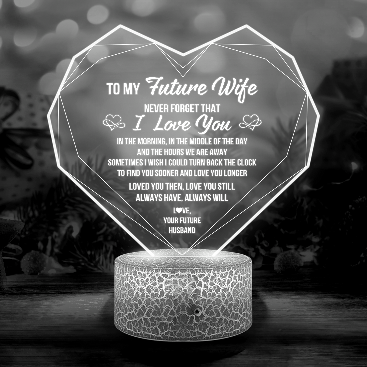 Personalised Heart Led Light - Family - To My Future Wife - Sometimes I Wish I Could Turn Back The Clock - Ukglca25002