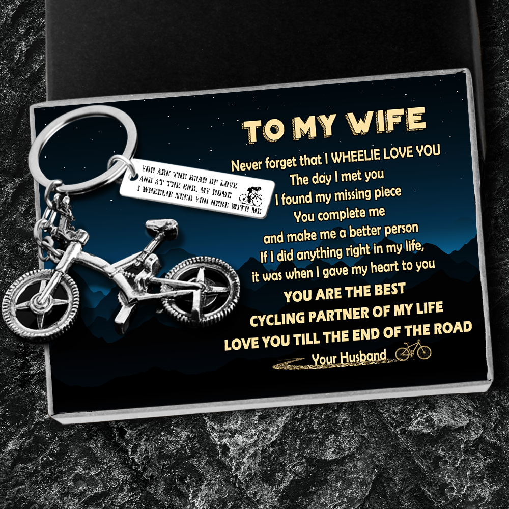 Silver Bicycle Keychain - Cycling - To My Wife - I Wheelie Love You - Ukgkca15001