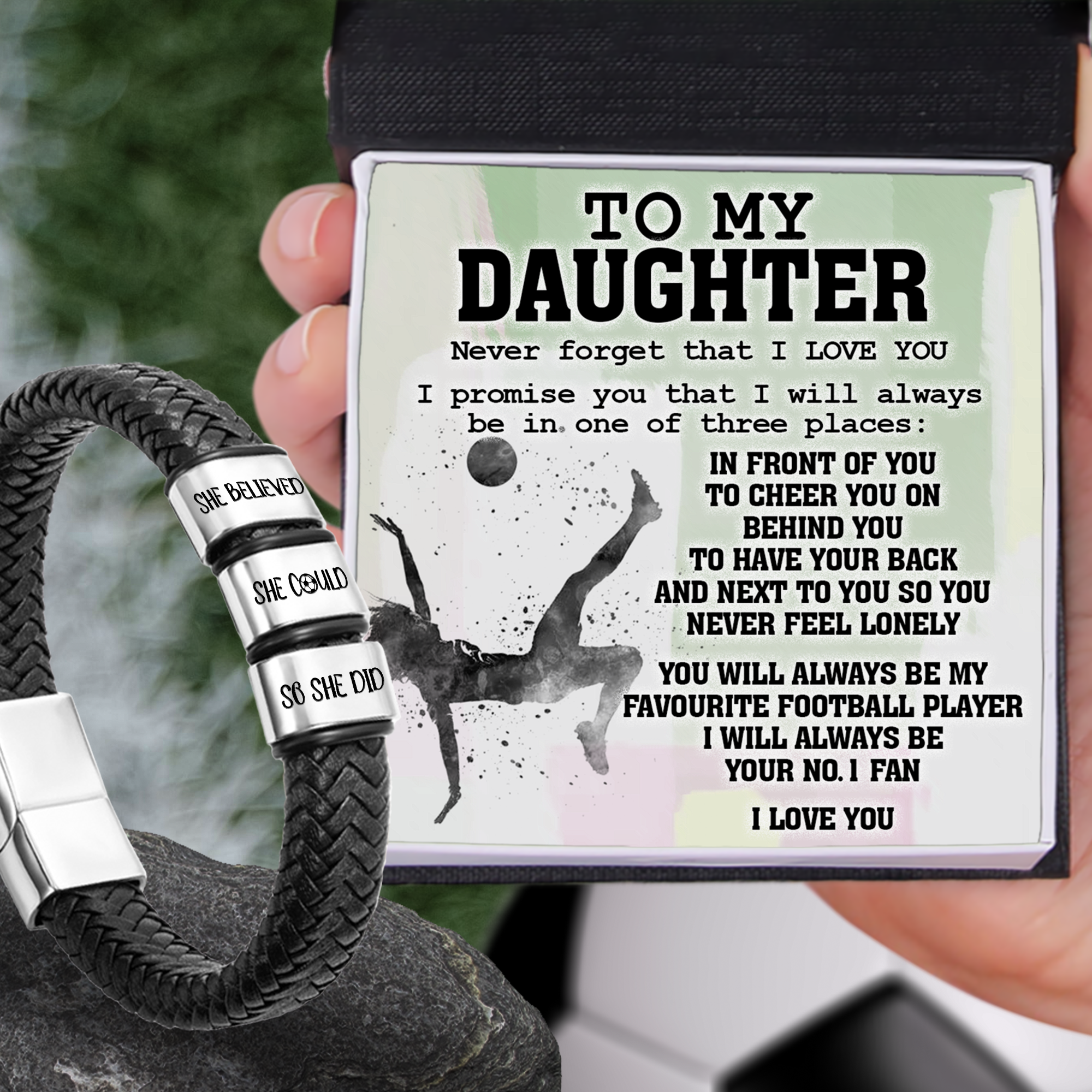 Leather Bracelet - Football - To My Daughter - Never Forget That I Love You - Ukgbzl17001