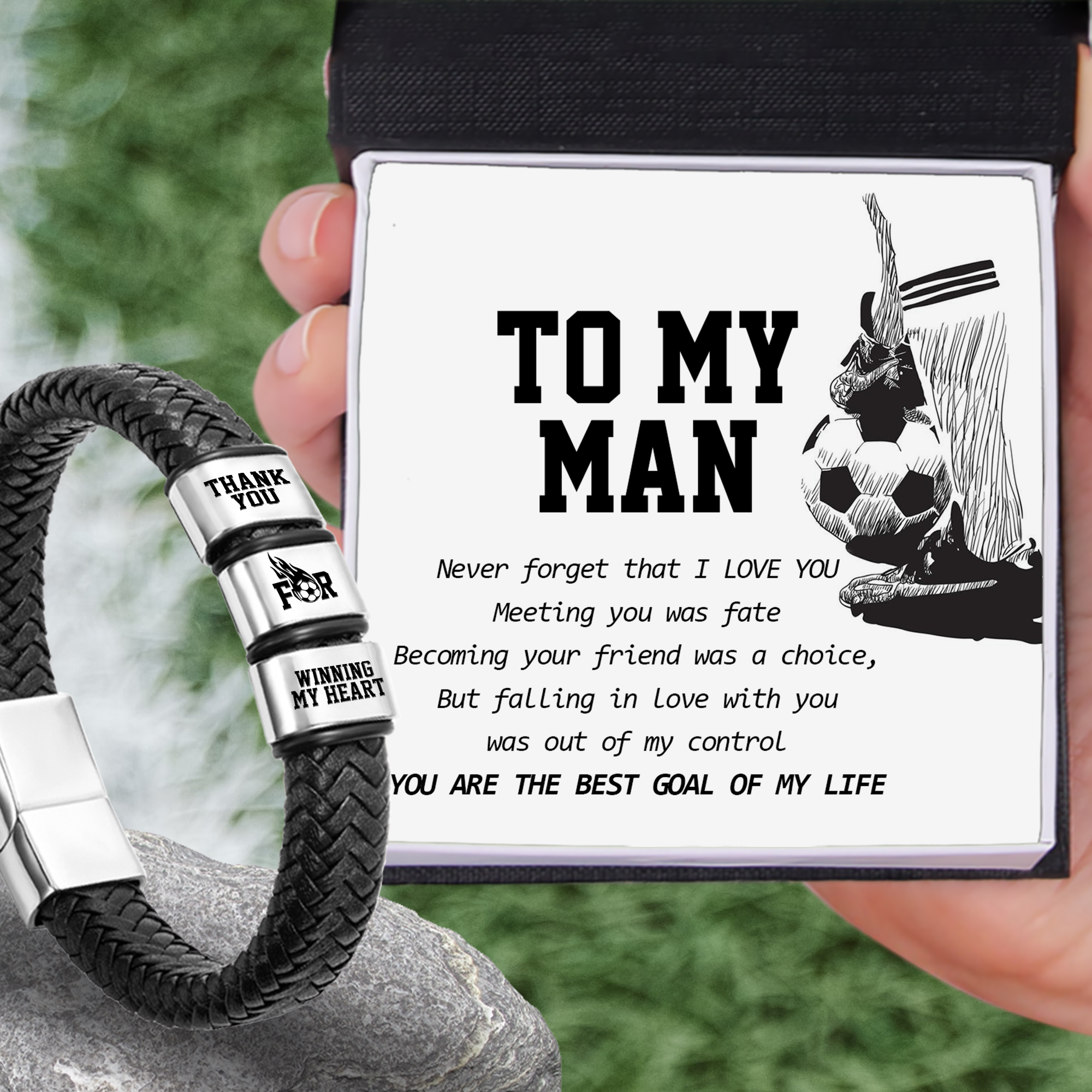 Leather Bracelet - Football - To My Man - Falling In Love With You Was Out Of My Control - Ukgbzl26029