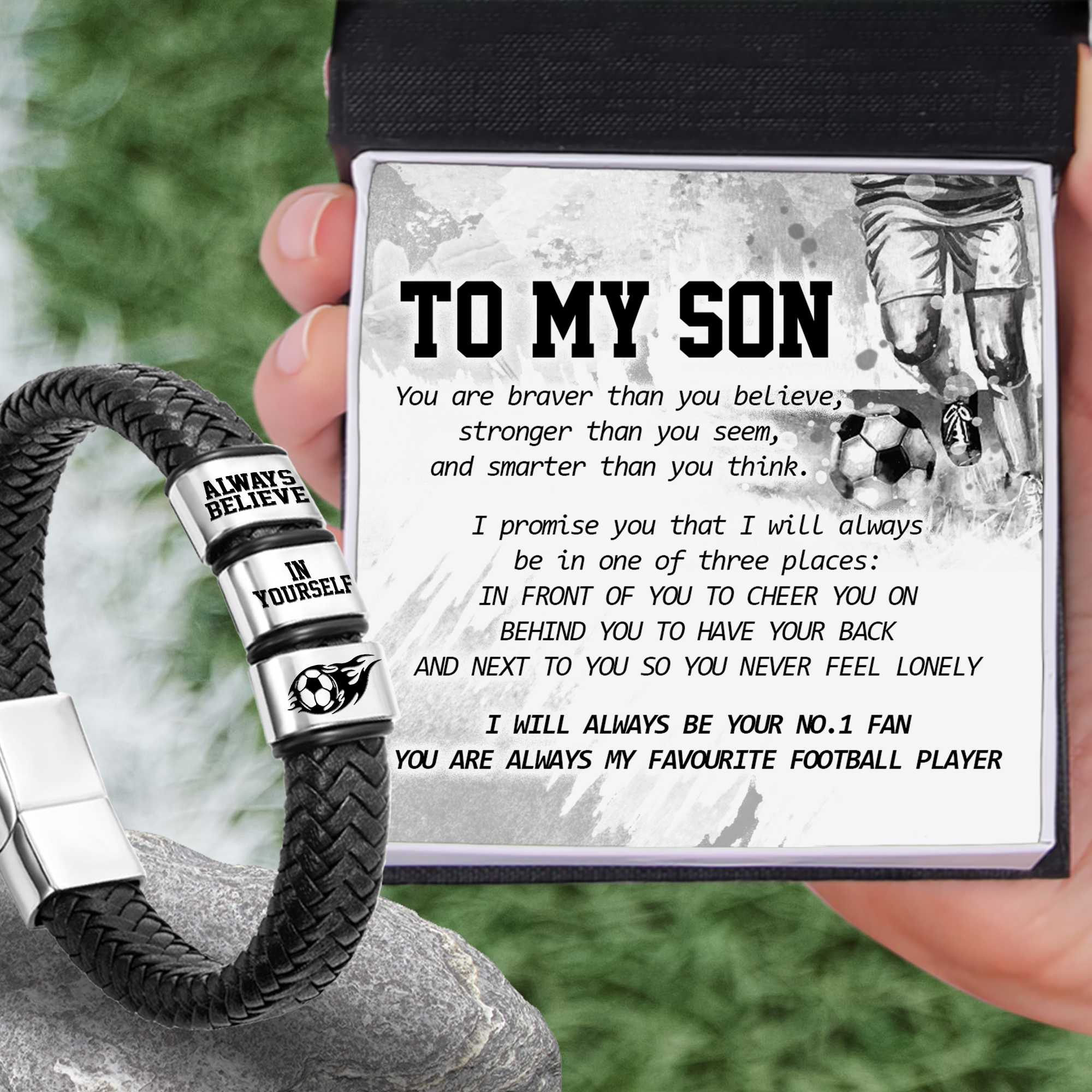 Leather Bracelet - Football - To My Son - Always Believe In Yourself - Ukgbzl16013