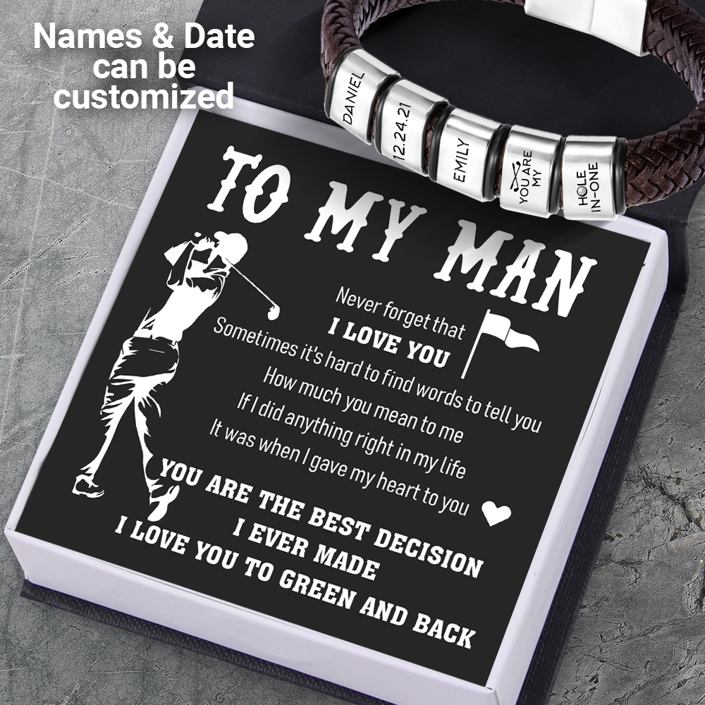 Personalised Leather Bracelet - Golf - To My Man - I Love You - Ukgbzl26011