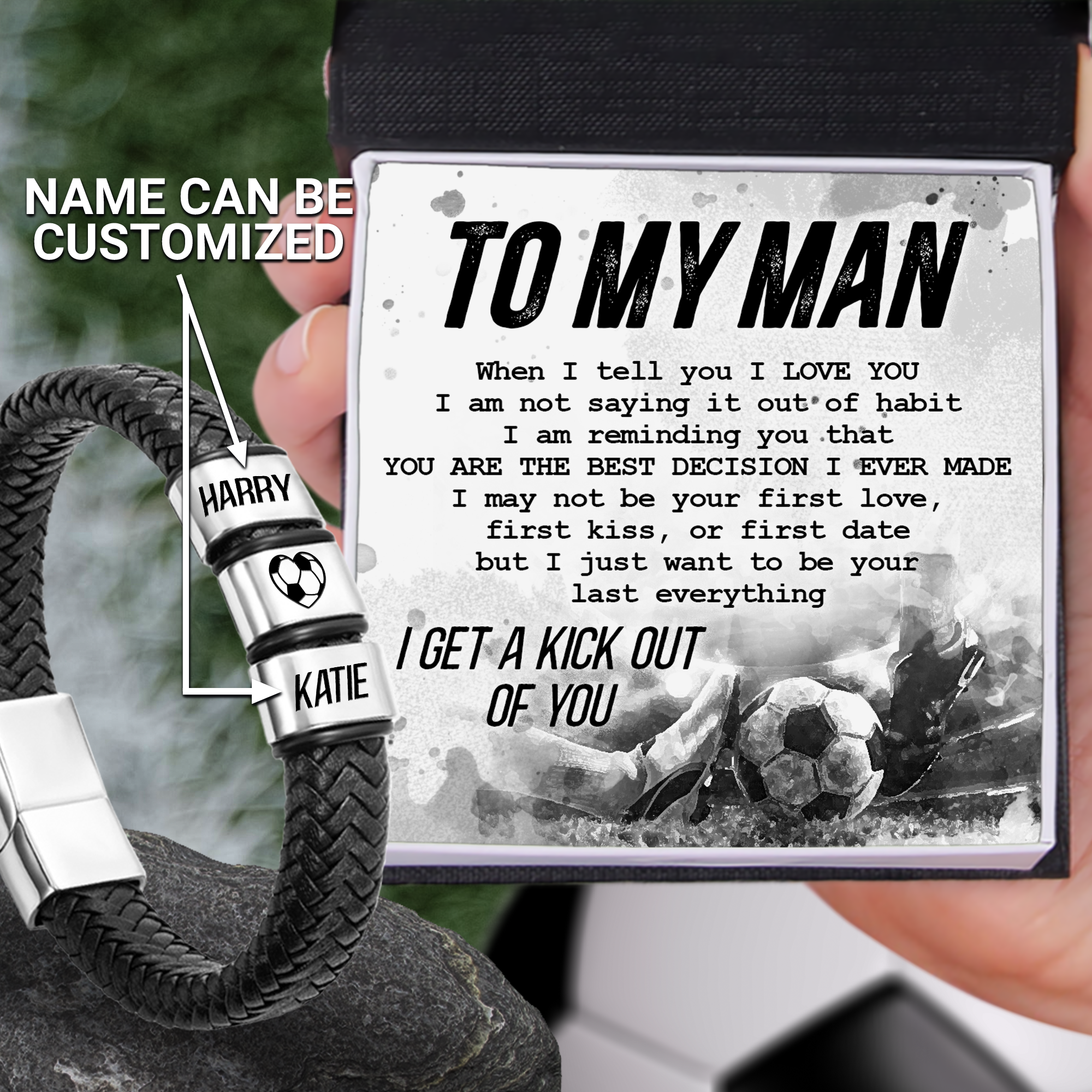 Personalised Leather Bracelet - Football - To My Man - I Just Want To Be Your Last Everything - Ukgbzl26042