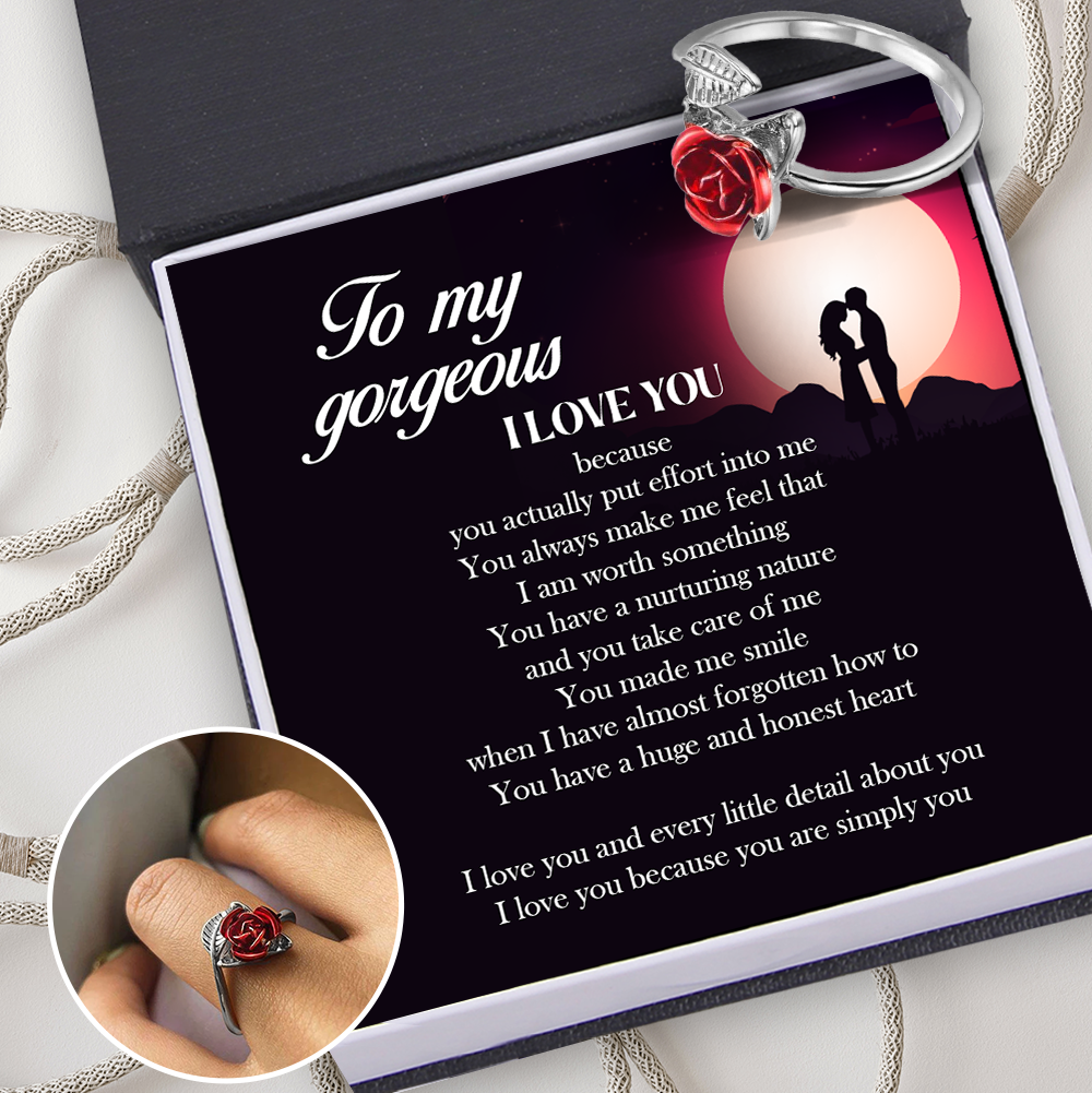 Rose Resizable Finger Rings - Family - To My Gorgeous - I Love You Because You Are Simply You - Ukgrla13001