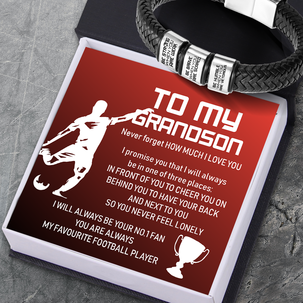 Leather Bracelet - Football - To My Grandson - Be Brave When You Are Scared - Ukgbzl22005