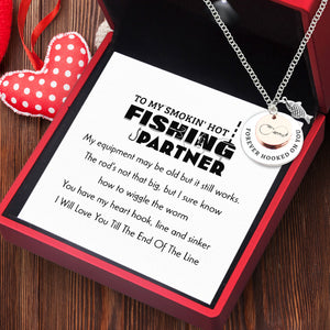 Fishing Double Round Pendants Necklace - Fishing - To My Wife - I Will Love You Till The End Of The Line - Ukgngb15001