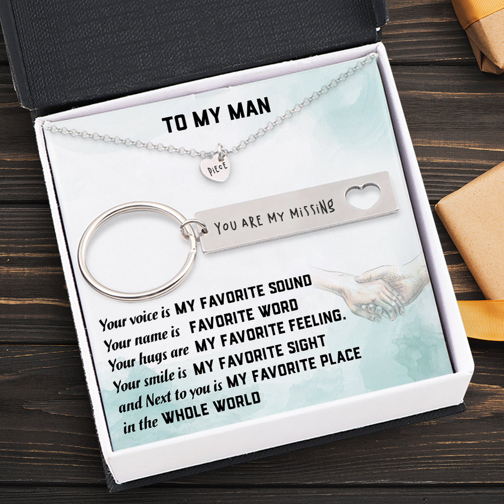 Heart Necklace & Keychain Gift Set - Family - To My Man - You Are My Missing - Ukgnc26004