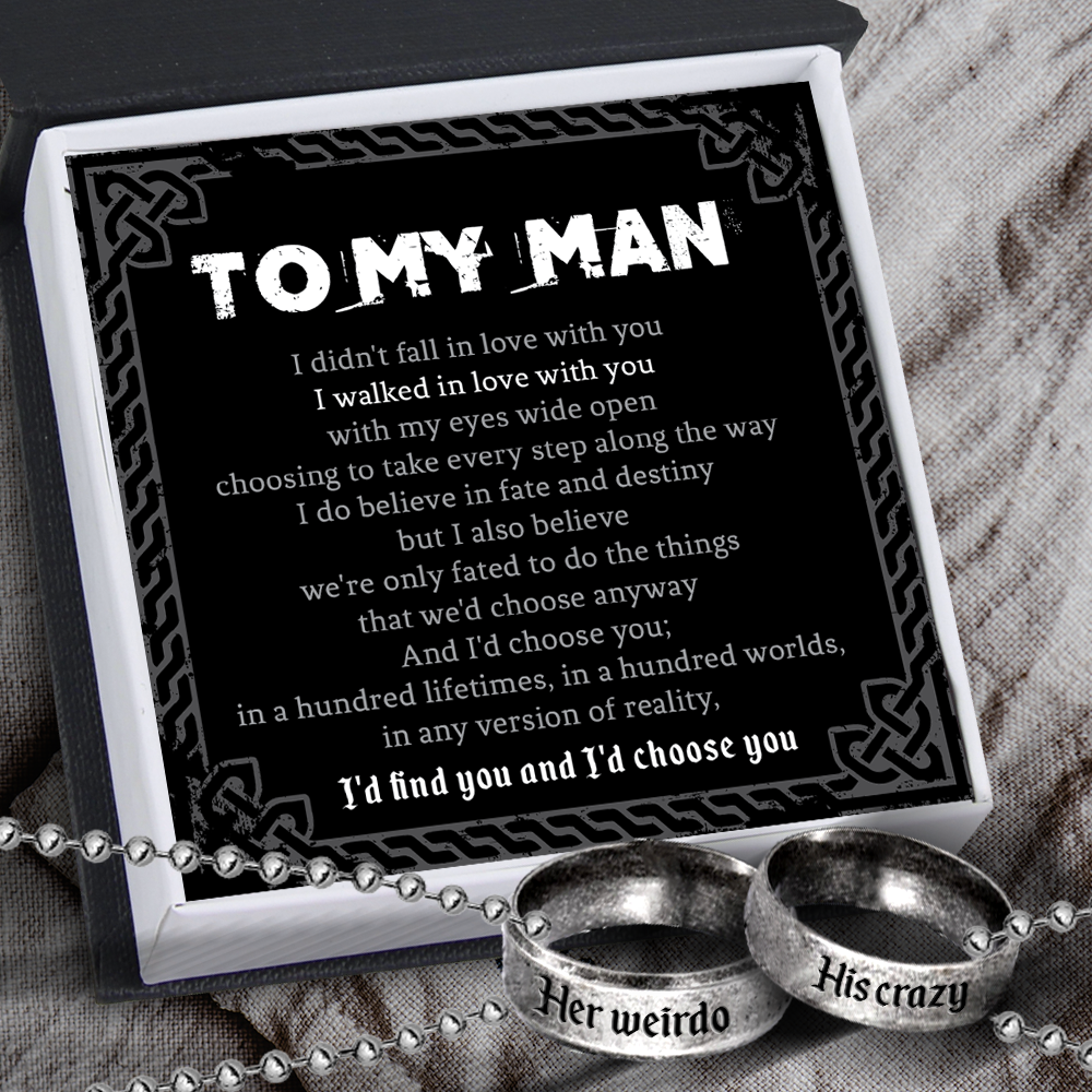 Couple Rune Ring Necklaces - Family - To My Man - I Walked In Love With You - Ukgndx26018