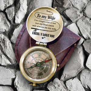 Engraved Compass - Fishing - To My Wife - I Reel-y Love You - Ukgpb15001