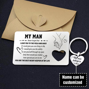 Personalised Wallet Card Insert And Heart Keychain Set - Football - To My Man - You Are My Life - Ukgcb26007