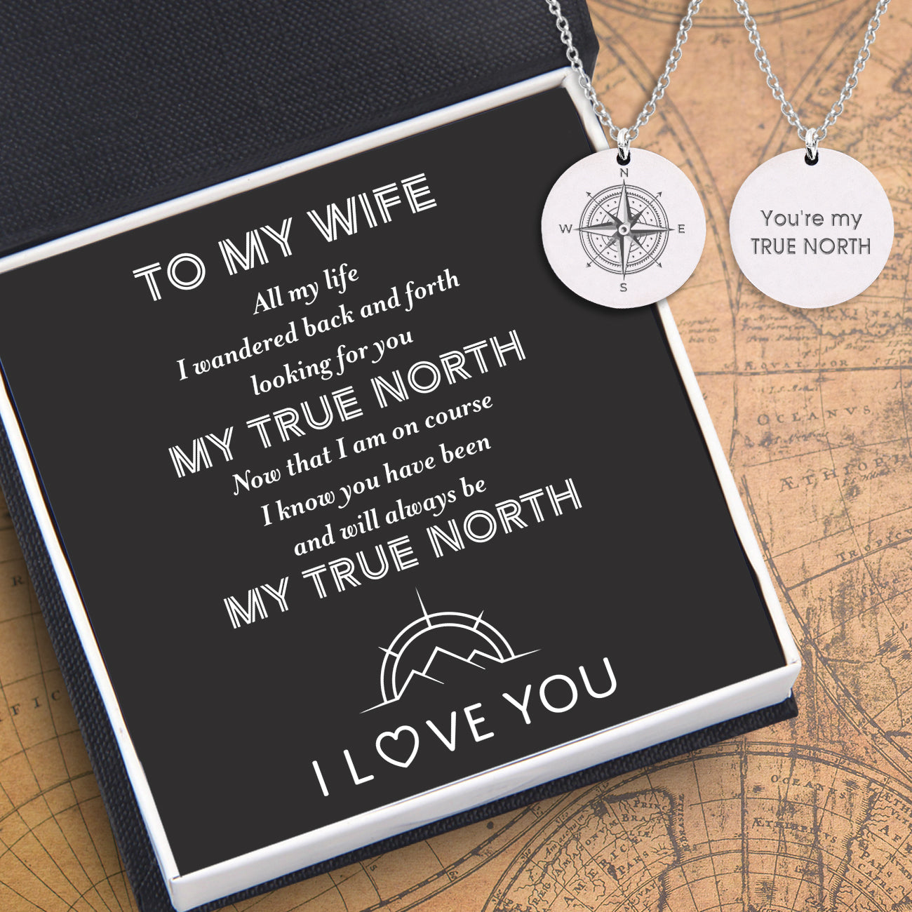 Round Necklace - Travel - To My Wife - You Will Always Be My True North - Ukgnev15001