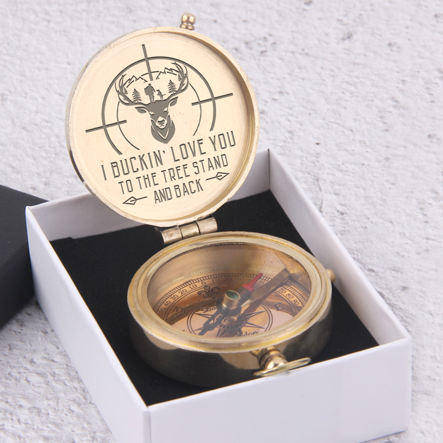 Engraved Compass - Hunting - To My Man - I Buckin' Love You To The Tree Stand And Back - Ukgpb26093