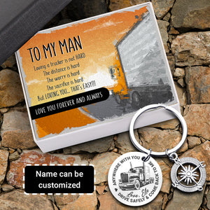 Personalised Compass Keychain - Trucking - To My Man - Loving You - Ukgkw26005