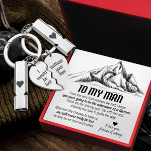 Couple Whistle Keychains - Hiking - To My Man - I Love You, Forever & Always - Ukgkzh26001