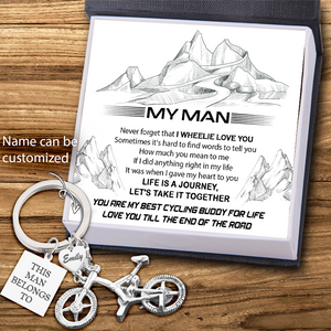 Personalised Silver Bicycle Keychain - Cycling - To My Man - Life Is A Journey - Ukgkca26003