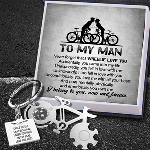 Bike Multi-tool Square Keychain - Cycling - To My Man - I Belong To You, Now And Forever - Ukgkzz26007