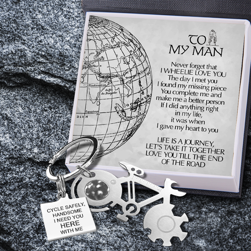 Bike Multi-tool Square Keychain - Cycling - To My Man - Love You Till The End Of The Road - Ukgkzz26003
