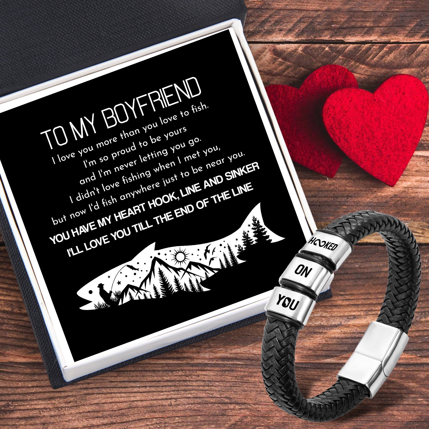 Leather Bracelet - Fishing - To My Grandson - I'll Love You Till