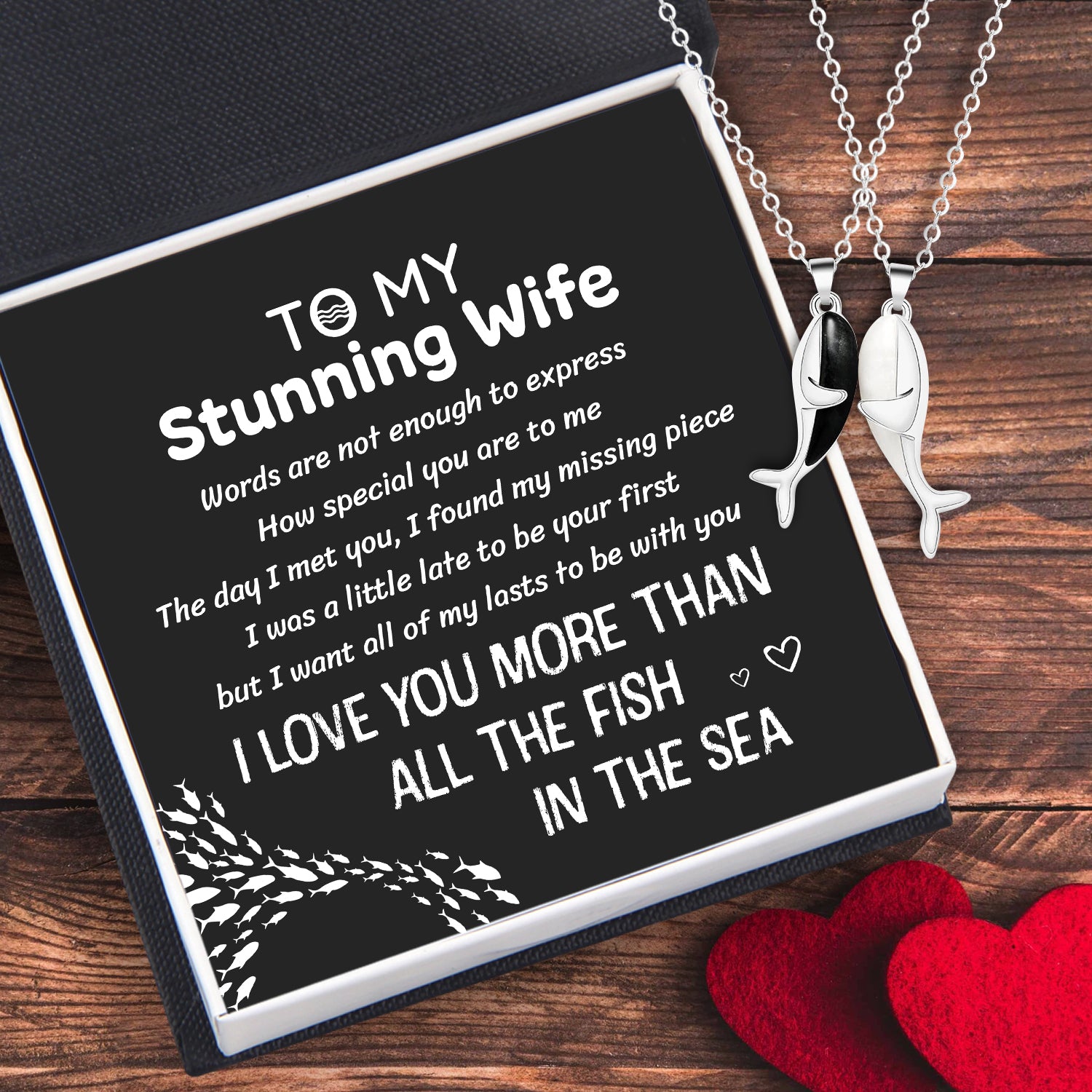 Whale Hug Couple Necklace - Fishing - To My Stunning Wife - I Love You More Than All The Fish In The Sea - Ukgngd15001