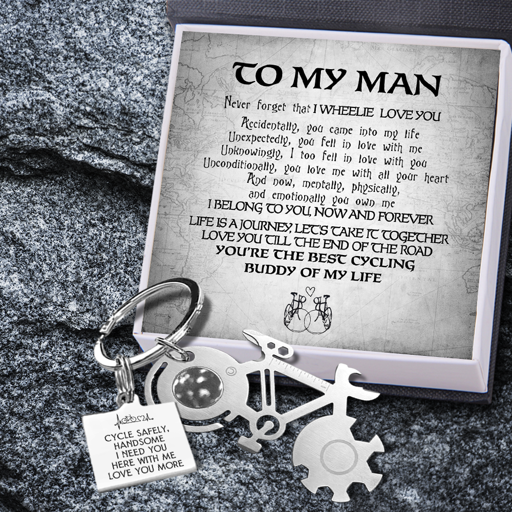 Bike Multi-tool Square Keychain - Cycling - To My Man - I Belong To You, Now And Forever - Ukgkzz26004