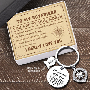 Personalised Fishing Compass Keychain - Fishing - To My Boyfriend - You Are My True North - Ukgkwb12001