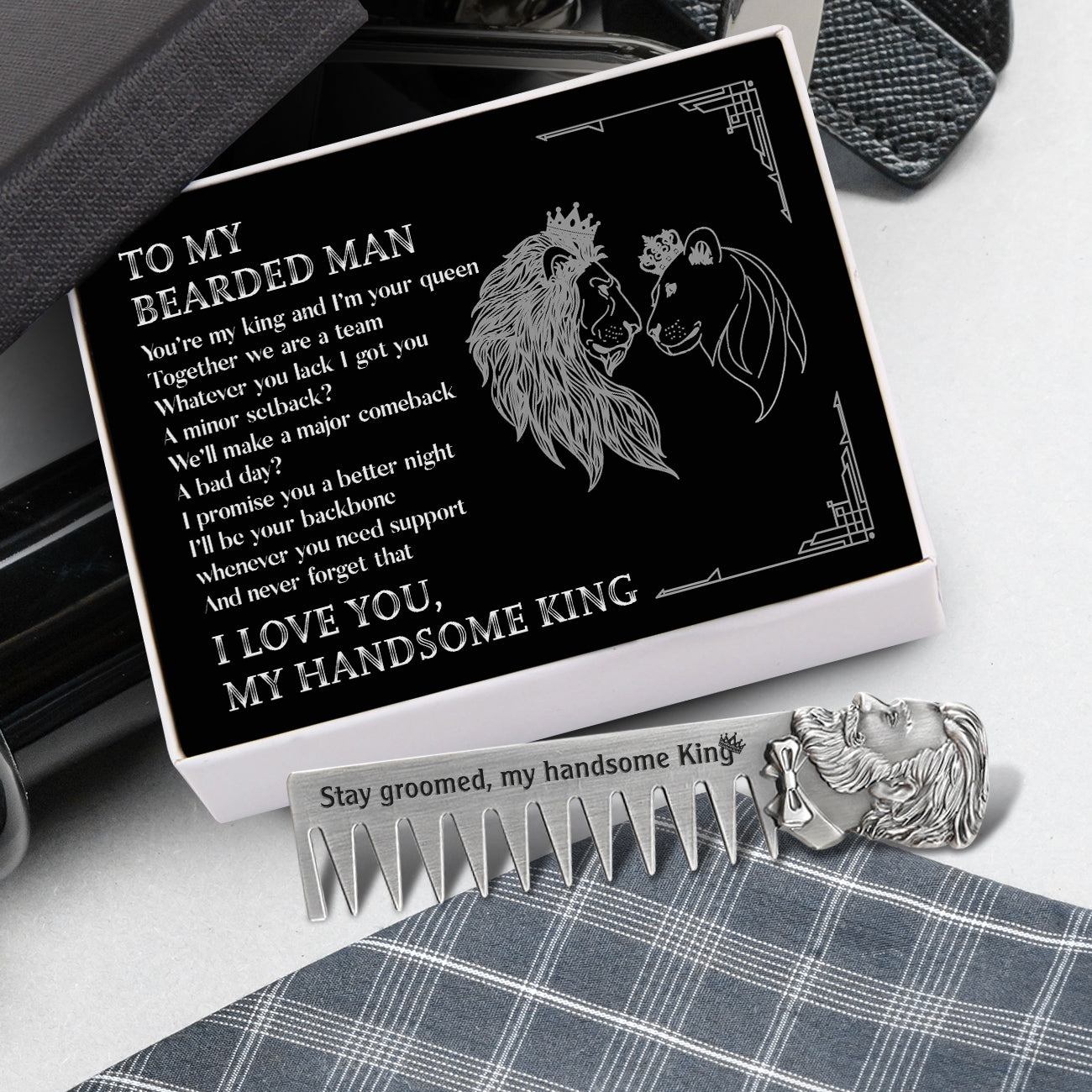 Beard Comb - To My Bearded Man - Stay Groomed, My Handsome King - Ukgeh26003