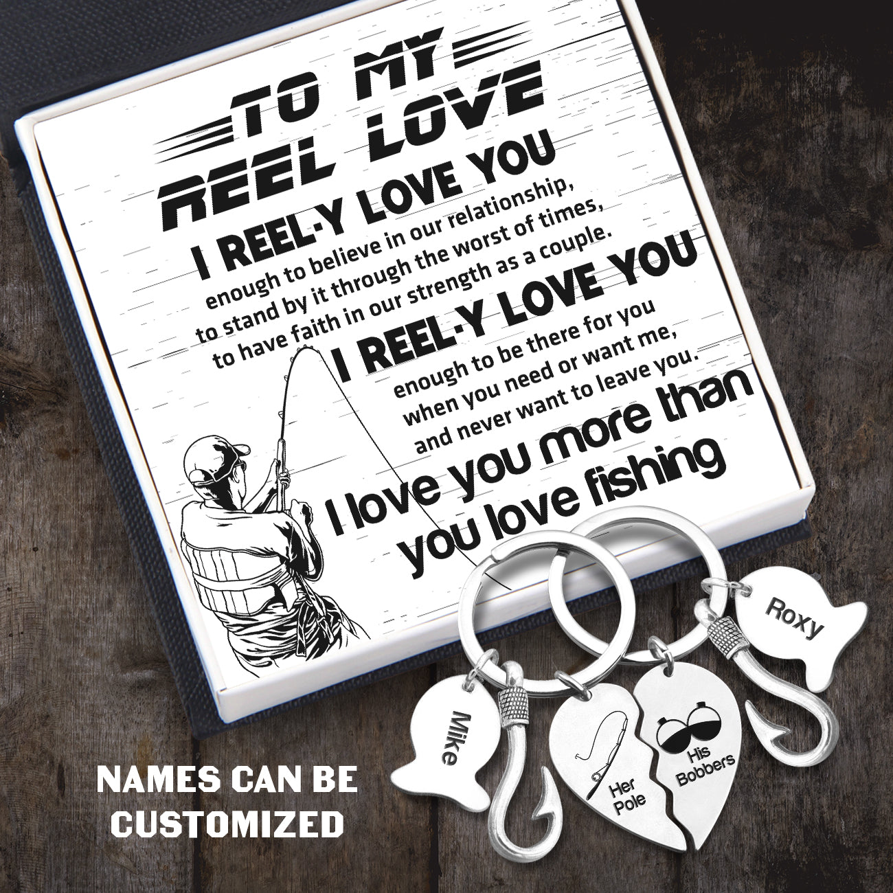 Fishing Heart Puzzle Keychains - To My Man - Never Forget That I