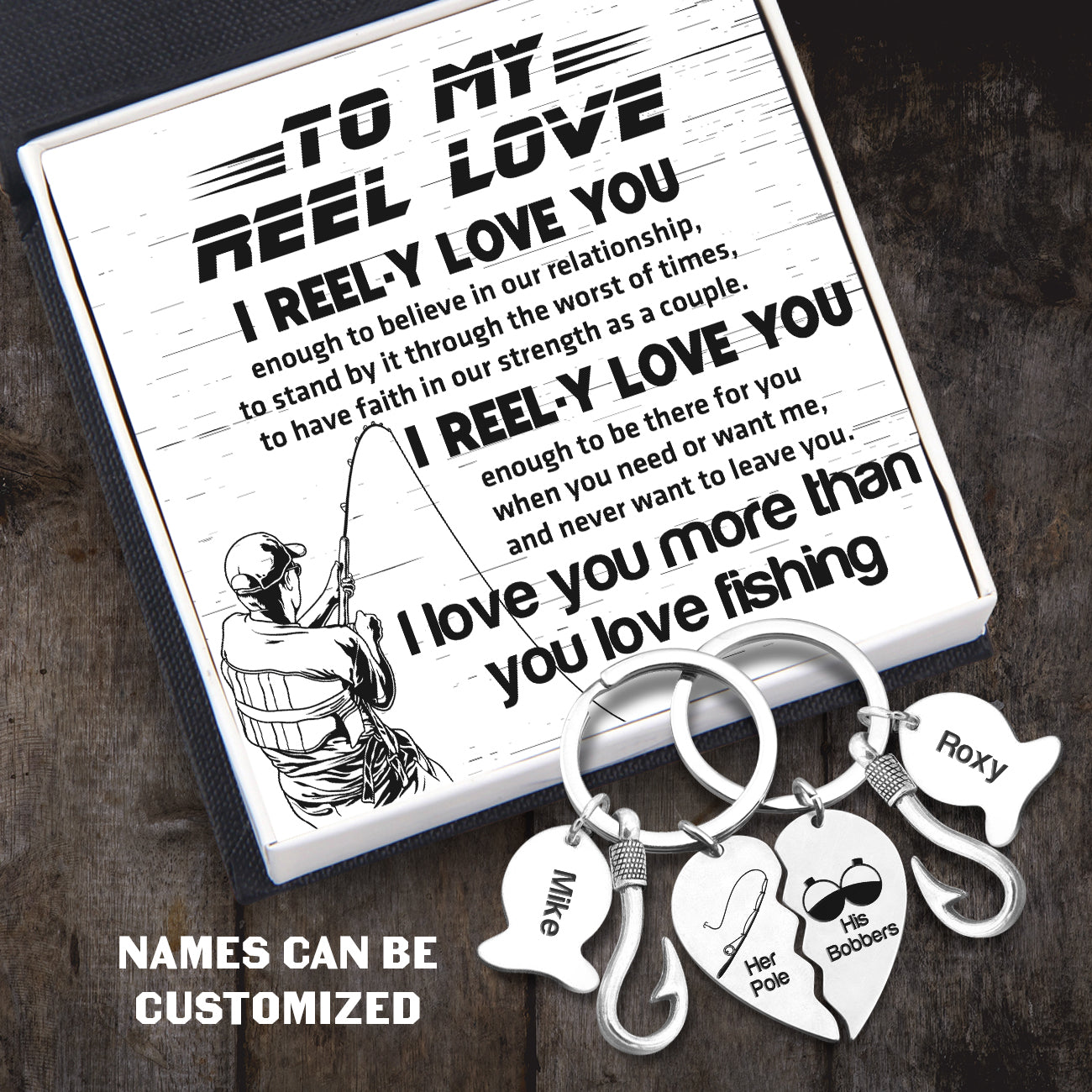 Fishing Heart Puzzle Keychains - Fishing - To My Man - I Love You More Than You Love Fishing - Ukgkbn26005