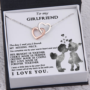 Personalised Interlocked Heart Necklace - To My Girlfriend - You Complete Me By Your Warm Heart - Ukgnp13002 - Love My Soulmate