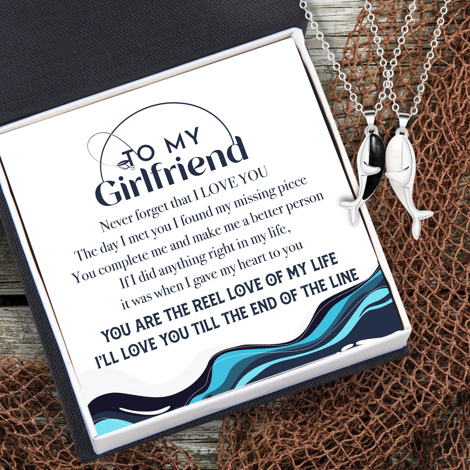 Whale Hug Couple Necklace - Fishing - To My Girlfriend - I Love You - Ukgngd13002