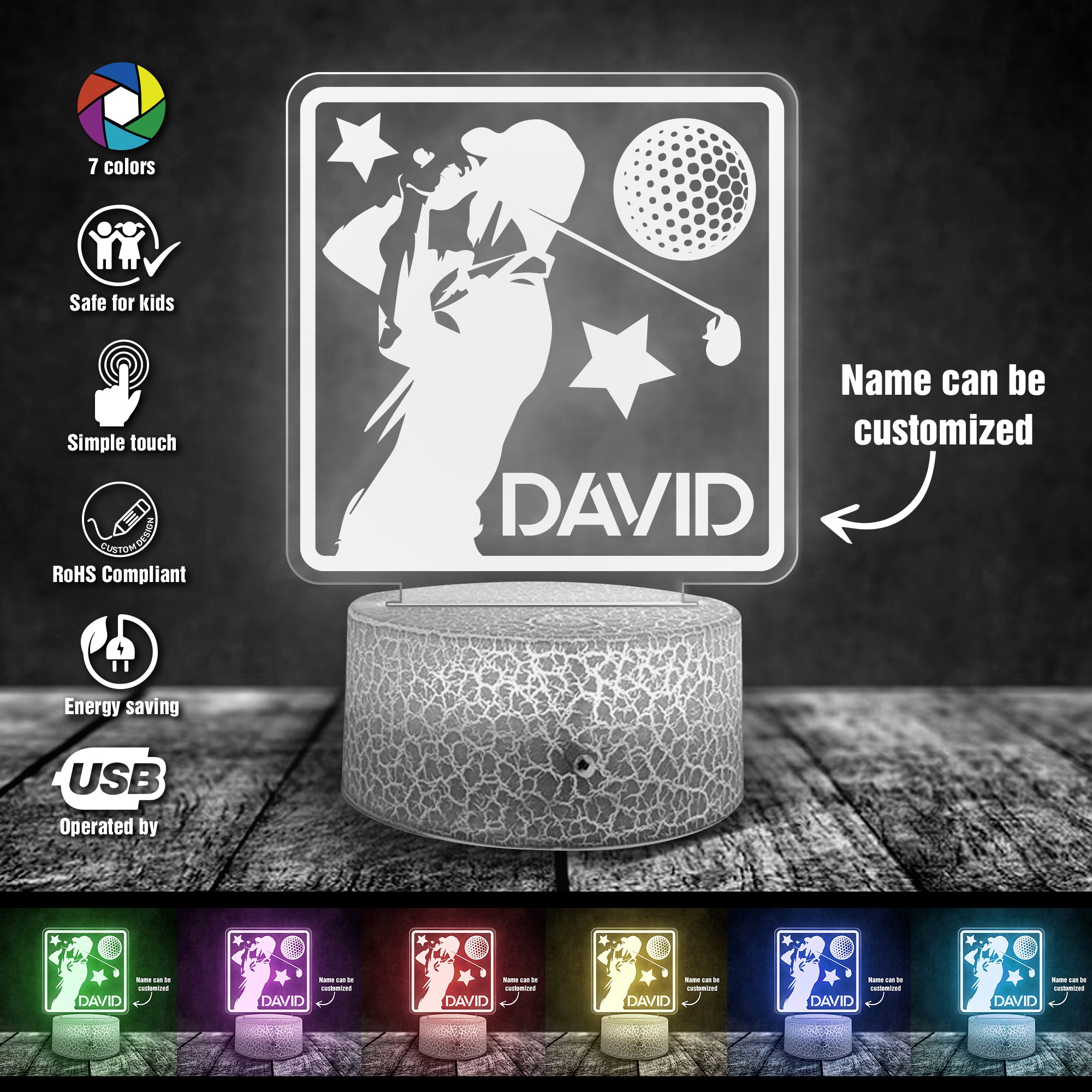 Personalised 3D Led Light - Golf - To Myself - Golf Is A Good Walk Spoiled - Ukglca34006