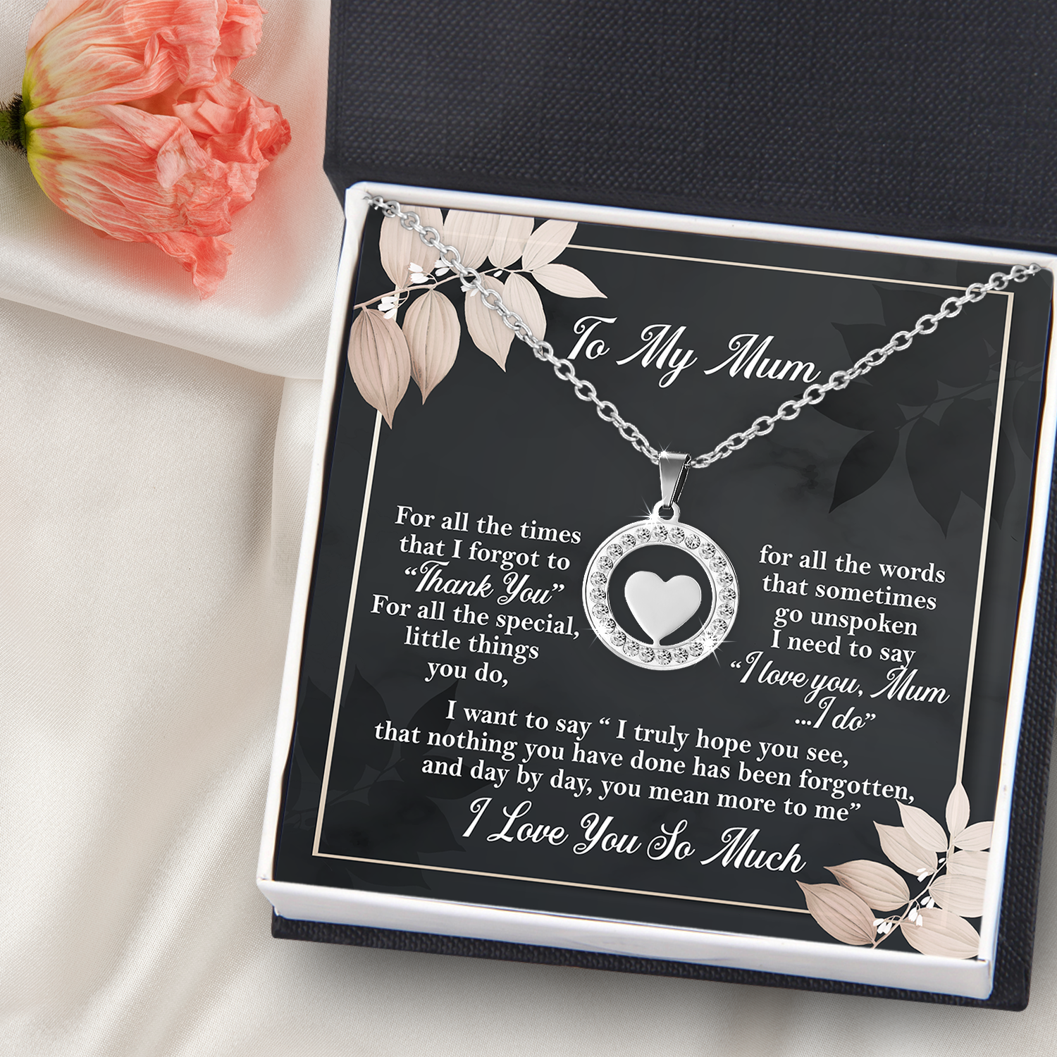 Circle Heart Necklace - Family - To My Mum - I Love You - Ukgnod19002