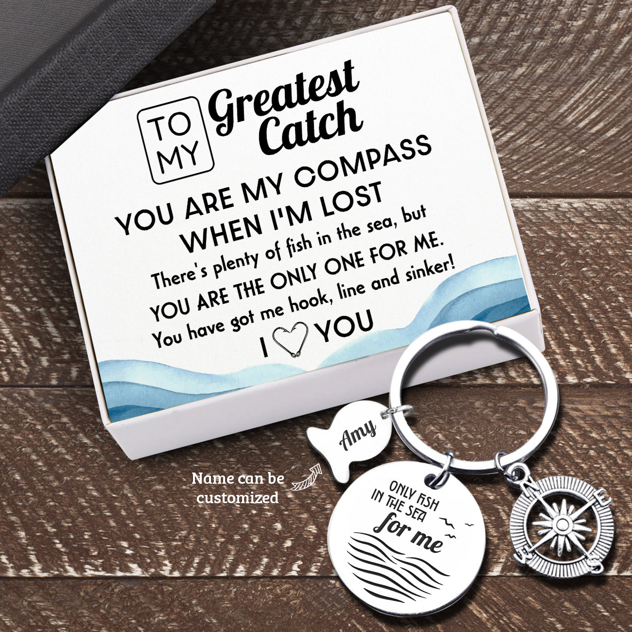Personalised Fishing Compass Keychain - Fishing - To My Greatest Catch - You Are The Only One For Me - Ukgkwb13002