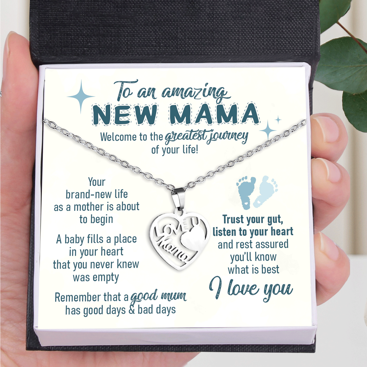 Love Mama Heart Necklace - Family - To An Amazing New Mama - I Love You - Ukgnoj19001