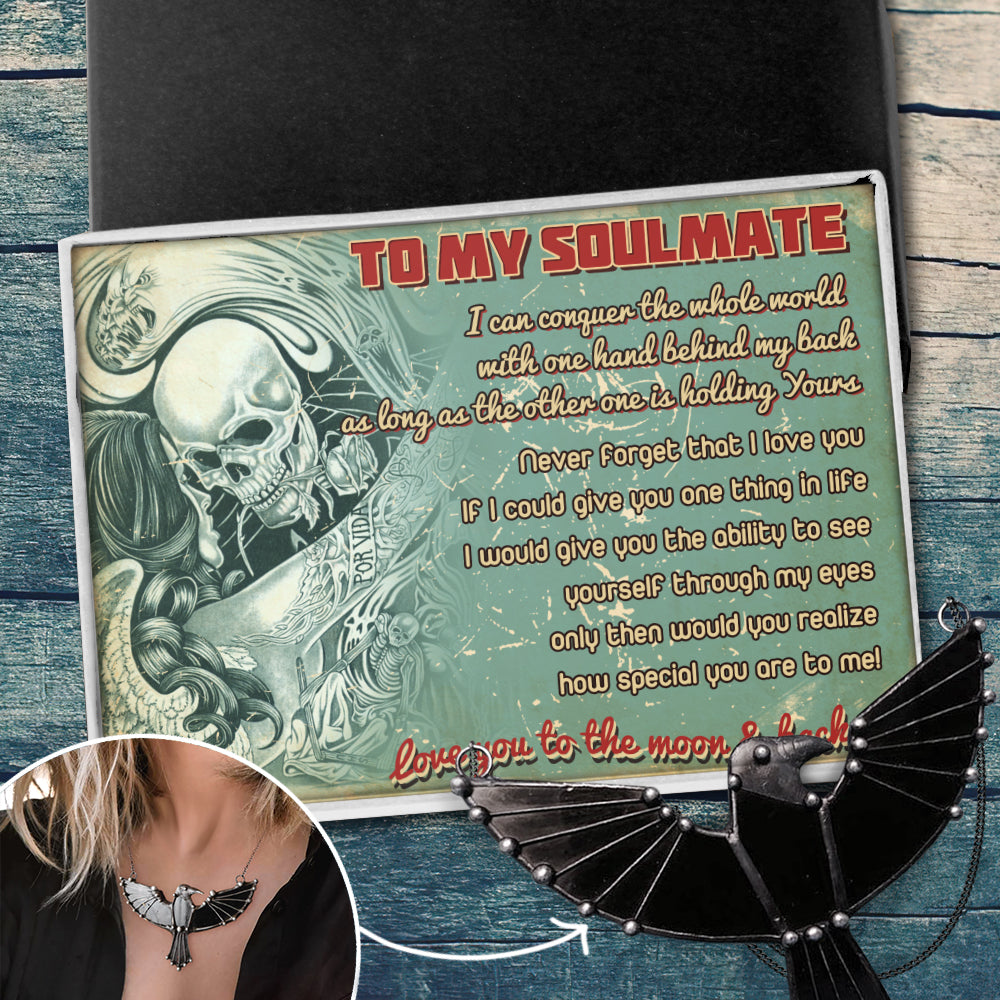 Dark Raven Necklace - Skull - To My Soulmate - Love You To The Moon And Back - Ukgncm13003