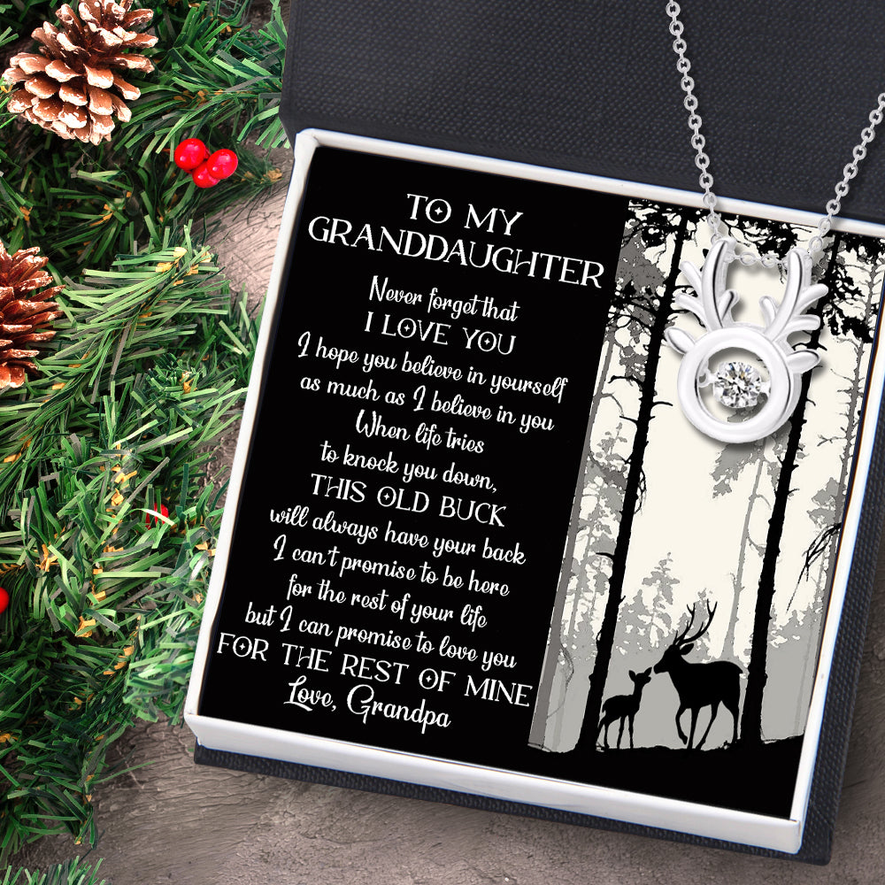 Crystal Reindeer Necklace - Hunting - From Grandpa - To My Granddaughter - I Hope You Believe In Yourself - Ukgnfu23001