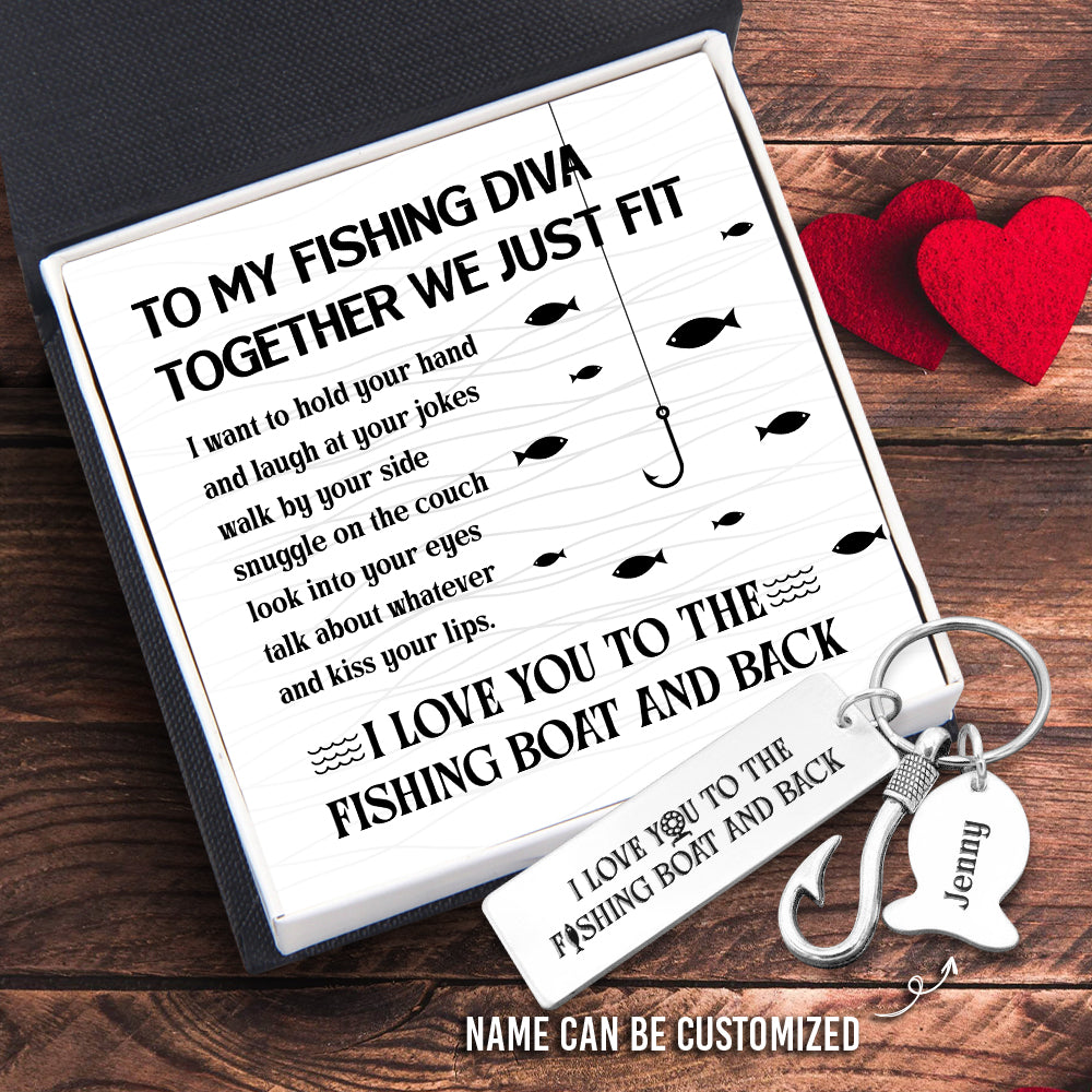 Fishing Hook Keychain - Fishing - To My Fishing Diva - I Love You To The Fishing Boat And Back - Ukgku13009