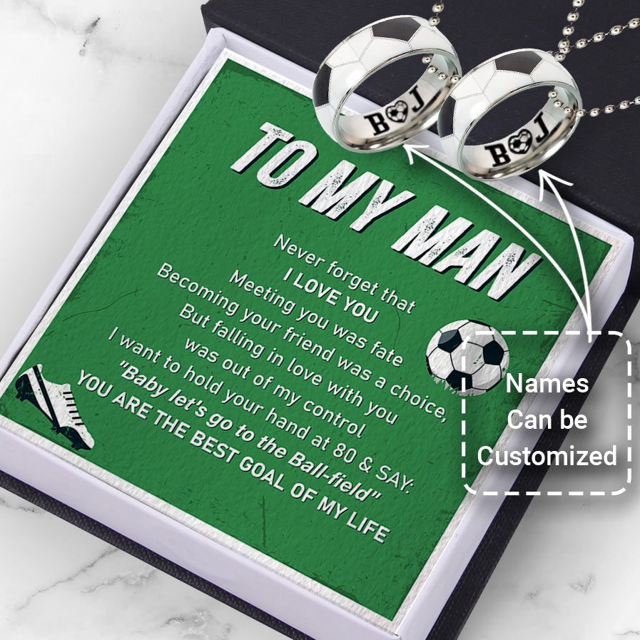 Personalised Couple Football Pendant Necklaces - Football - To My Man - You Are The Best Goal - Ukgnes26003