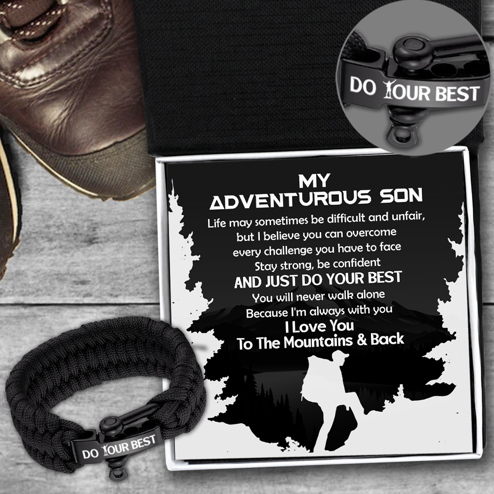 Paracord Rope Bracelet - Hiking - To My Adventurous Son - Stay Strong, Be Confident And Just Do Your Best - Ukgbxa16004