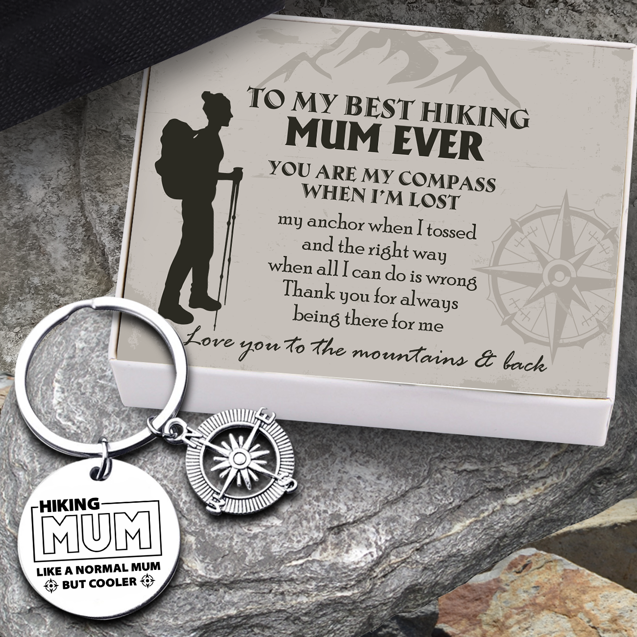 Compass Keychain - Hiking - To My Best Hiking Mum Ever - You Are My Compass When I'm Lost - Ukgkw19001